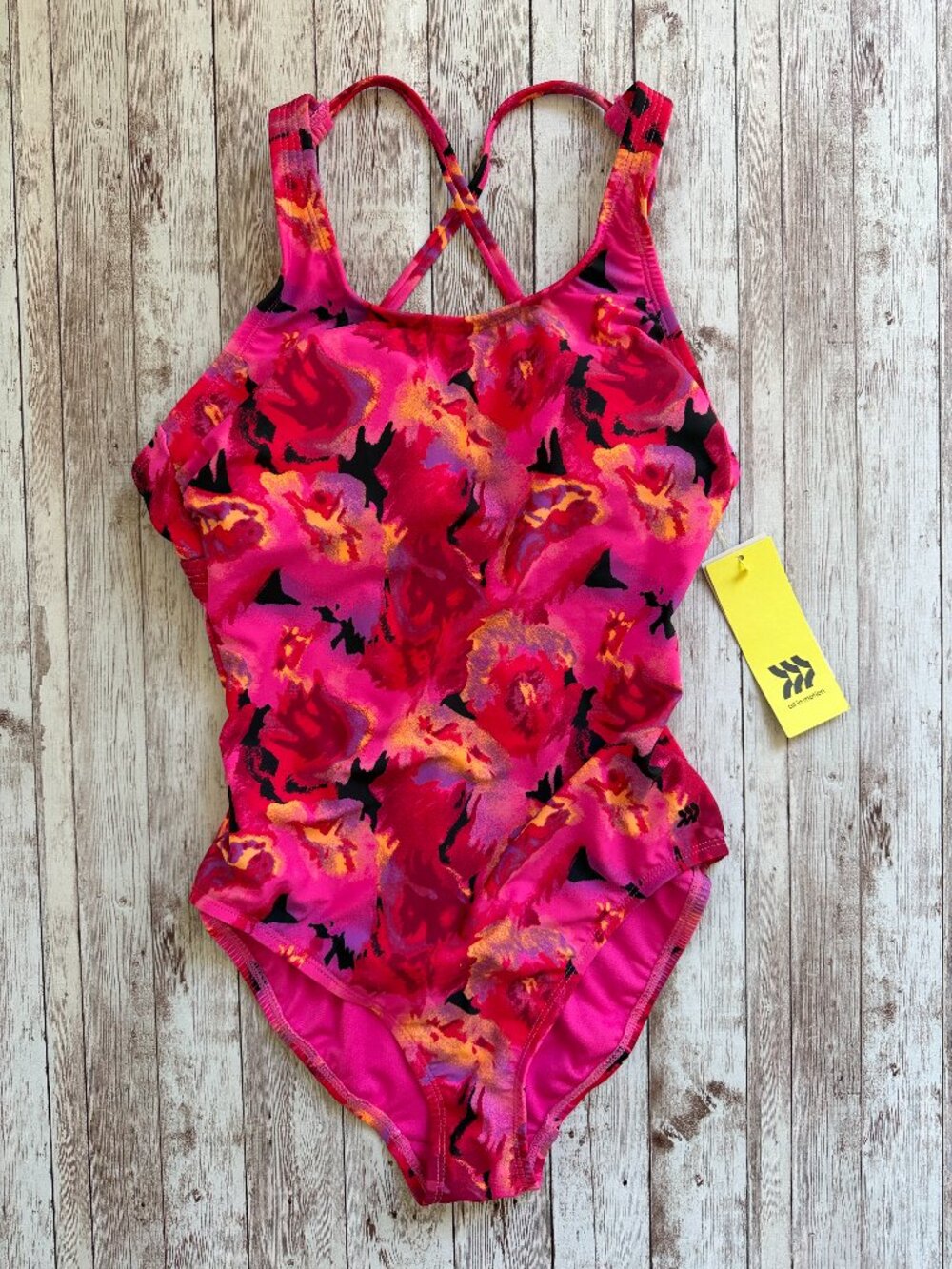 All in Motion Women's Strappy Tie Back Swimsuit One Piece sz Small / 4-6 Pink